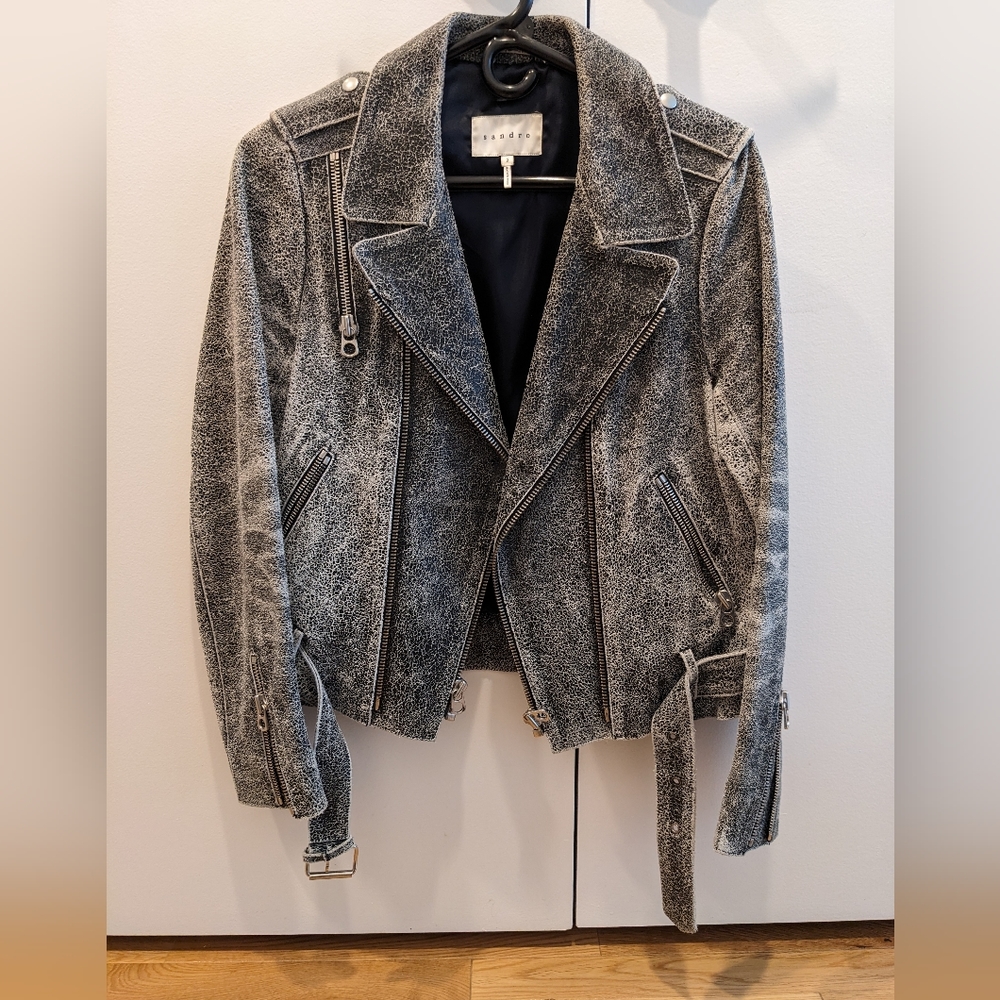 Sandro distressed leather jacket